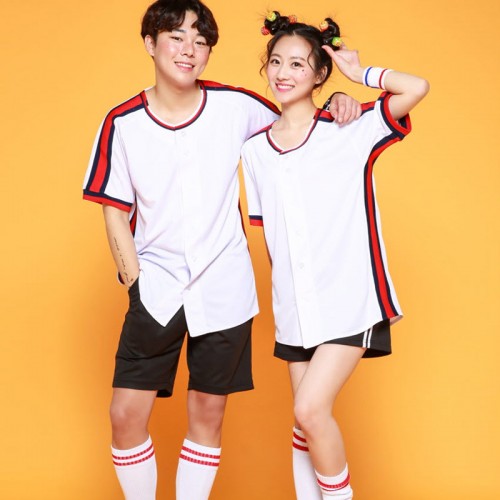 어깨빨강 화이트 오픈 야구복 반티/롯데/아동 빅사이즈