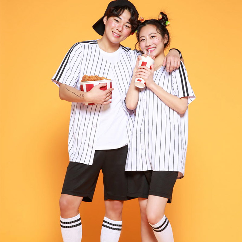 백색 스트라이프 어깨2선 오픈 야구복 반티