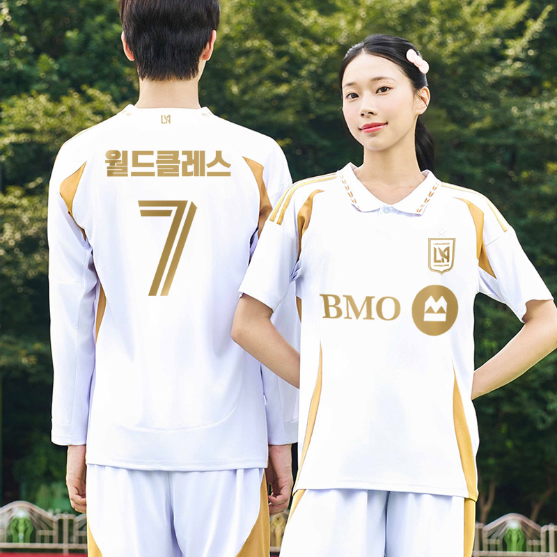 BF502 LAFC 어웨이 반팔 긴팔/축구 반티/백색 골드/아동