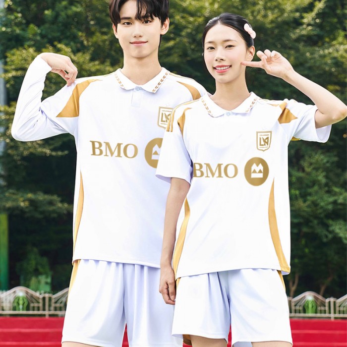 BF502 LAFC 어웨이 반팔 긴팔/축구 반티/백색 골드/아동