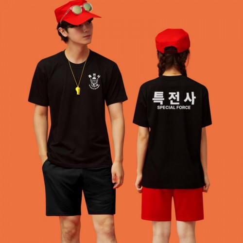 특전사 반티 검정 반팔 티셔츠/쿨론