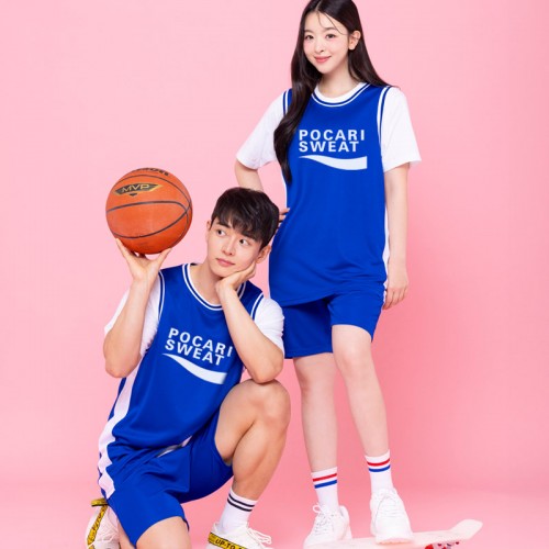 포카리 농구나시 반티 블루 옆선 백색/파랑